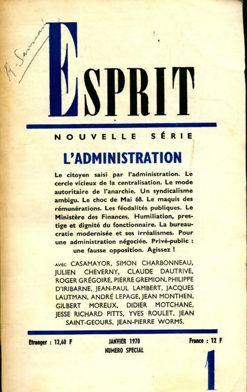 Esprit n°388 : L'administration - Collectif - Livre