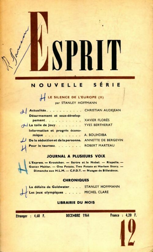 Esprit n°333 : le silence de l'Europe - Collectif - Livre