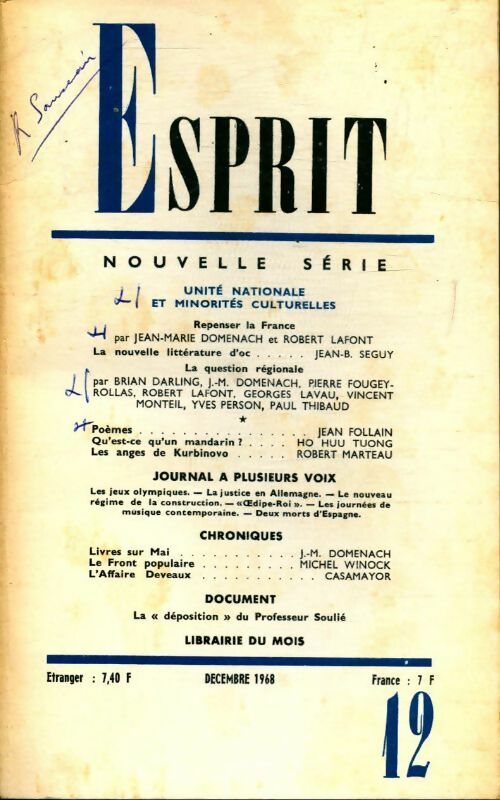 Esprit n°376 : unité nationale et minorités culturelles - Collectif - Livre