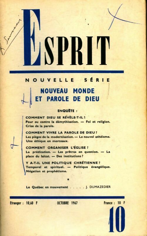 Esprit n°364 : Nouveau monde et parole de Dieu - Collectif - Livre