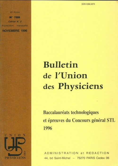 Bulletin de l'union des physiciens n°788 Cahier n°2 - Collectif - Livre