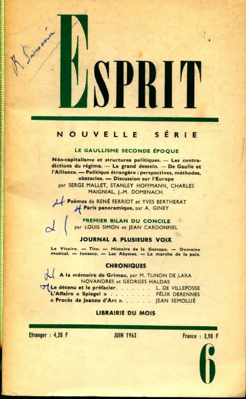 Esprit n°318 : Le gaullisme seconde époque - Collectif - Livre