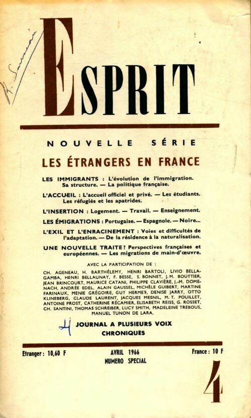 Esprit n°348 : Les étrangers en France - Collectif - Livre