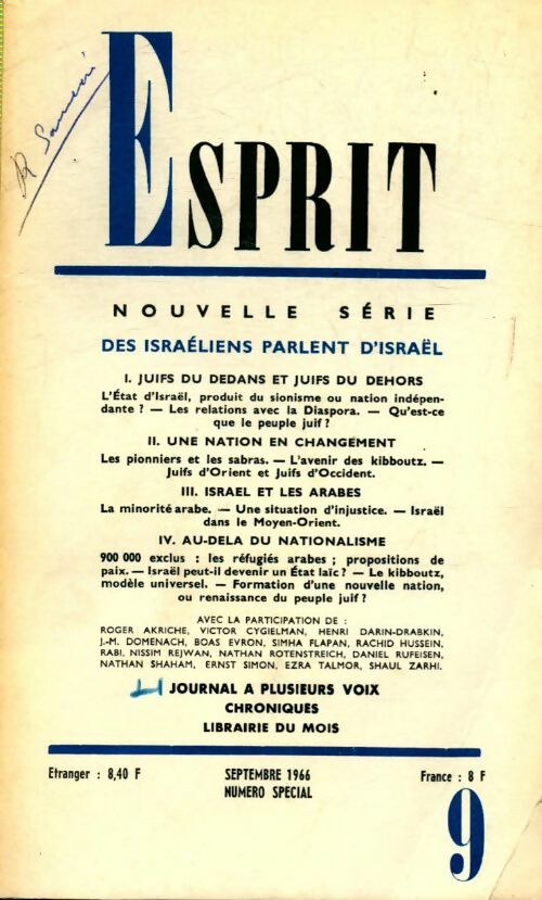 Esprit n°352 : Des Israéliens parlent d’Israël - Collectif - Livre