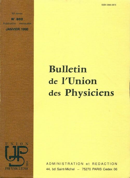 Bulletin de l'union des physiciens n°800 - Collectif - Livre
