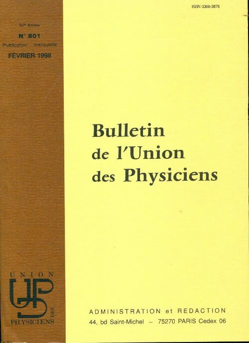 Bulletin de l'union des physiciens n°801 - Collectif - Livre