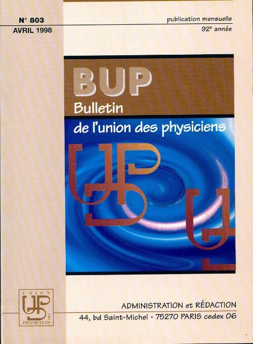 Bulletin de l'union des physiciens n°803 - Collectif - Livre