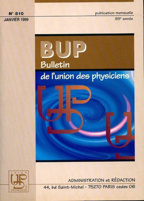 Bulletin de l'union des physiciens n°810 - Collectif - Livre