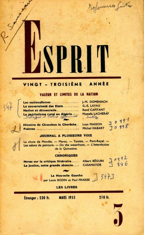 Esprit n°224 : Valeur et limites de la nation - Collectif - Livre