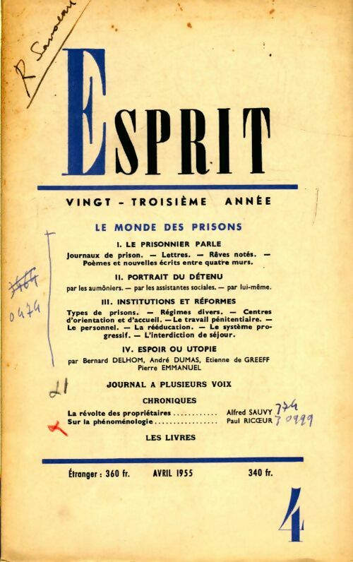 Esprit n°225 : Le monde des prisons - Collectif - Livre