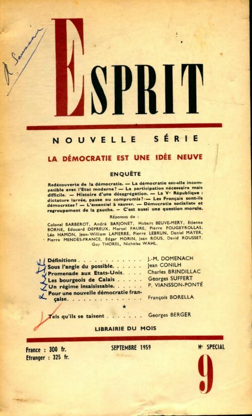 Esprit n°276 : La démocratie est une idée neuve - Collectif - Livre