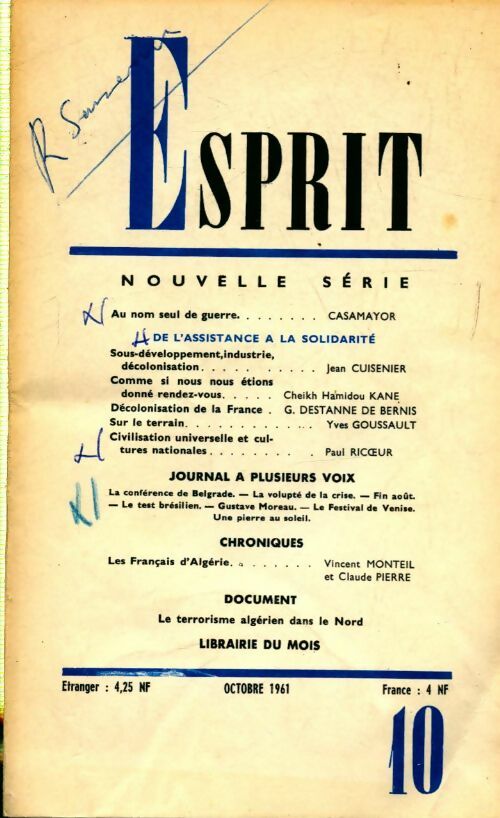 Esprit n°299 : De l'assistance à la solidarité - Collectif - Livre