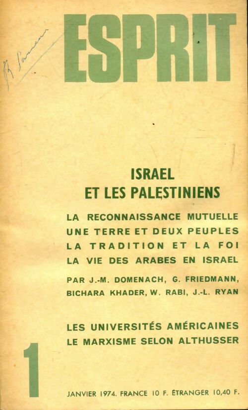 Esprit n°431 : Israël et les palestiniens - Collectif - Livre