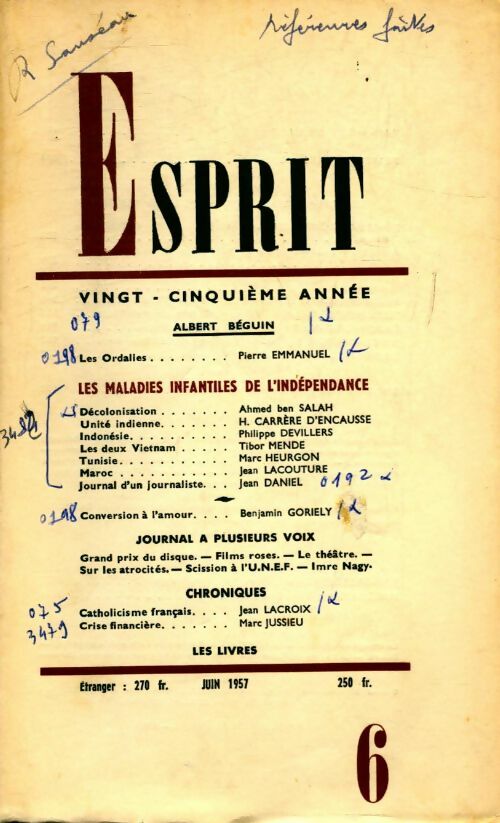 Esprit n°251 : Les maladies infantiles de l'indépendance - Collectif - Livre