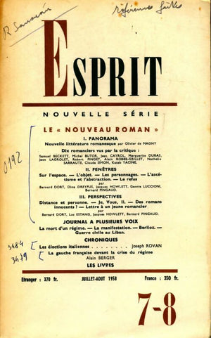 Esprit n°263 : Le nouveau roman