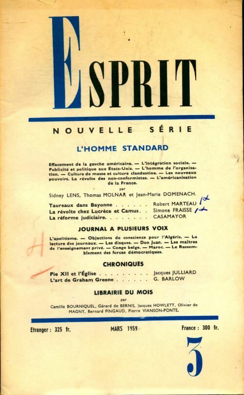 Esprit n°271 : L'homme standard - Collectif - Livre