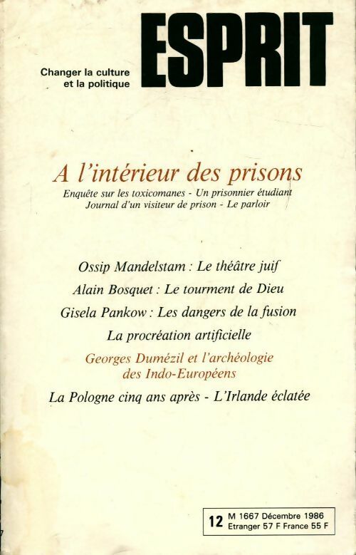 Esprit n° 121-12 : A l'intérieur des prisons - Collectif - Livre
