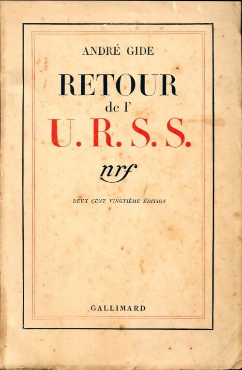 Retour de L'U.R.S.S. - André Gide - Livre