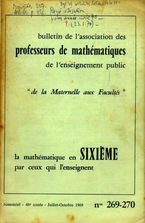 Bulletin APMEP N°269-270 - Collectif - Livre