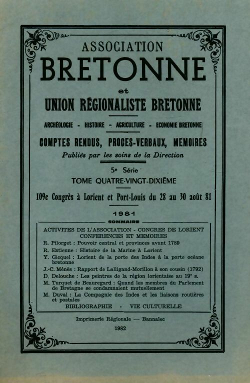 Association bretonne et union régionaliste bretonne Tome XC - Collectif - Livre