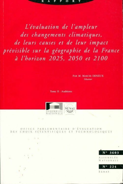 L'évaluation de l'ampleur des changements climatiques - Marcel Deneux - Livre