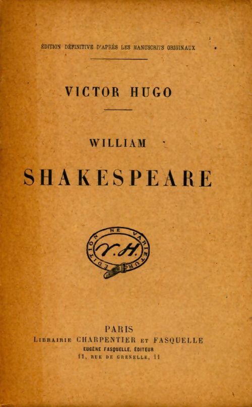 William Shakespeare - Victor Hugo - Livre