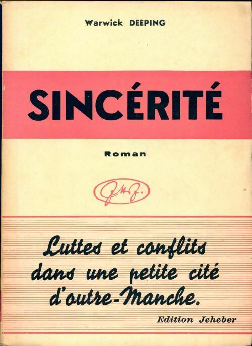 Sincérité  - Warwick Deeping - Livre