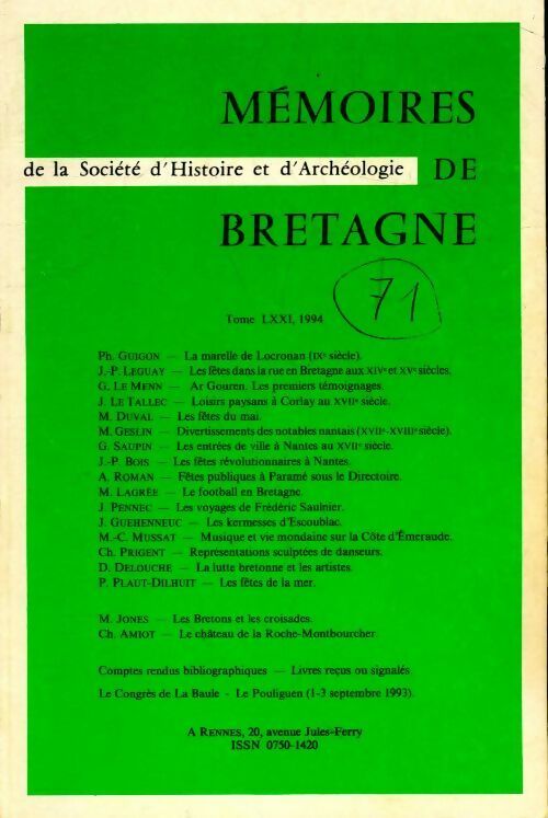 Mémoires de Bretagne Tome LXXI - Collectif - Livre
