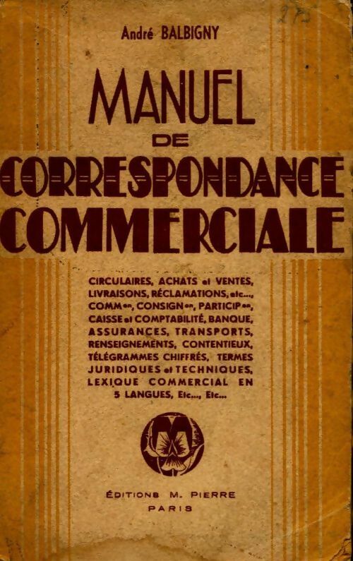 Manuel de correspondance commerciale - André Balbigny - Livre