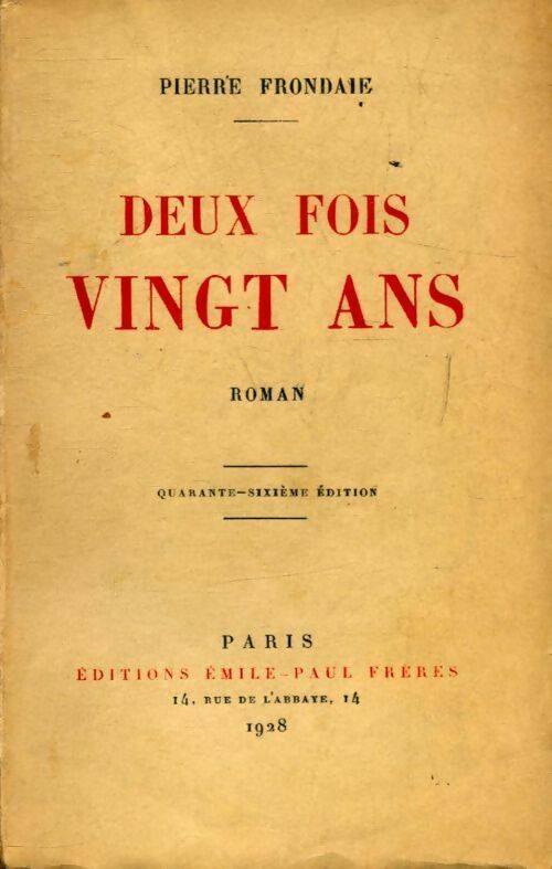 Deux fois vingt ans - Pierre Frandaie - Livre