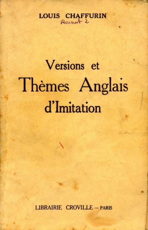 Versions et thèmes anglais d'imitation - Louis Chaffurin - Livre