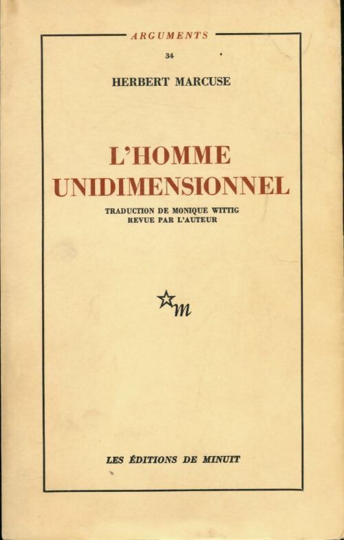 L'Homme unidimensionnel - Herbert Marcuse - Livre