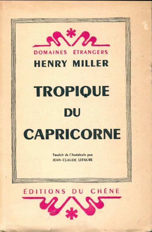 Tropique du capricorne - Henry Miller - Livre