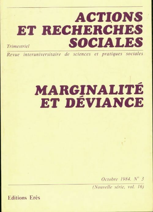 Actions et recherches sociales : Marginalité et déviance - Collectif - Livre