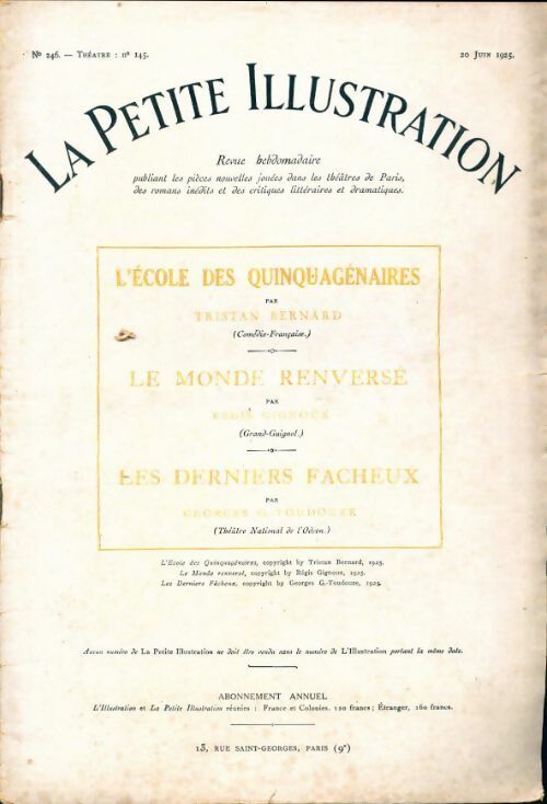 La petite illustration n°246 Théâtre n°145 : L'école des quinquagénaires - Collectif - Livre