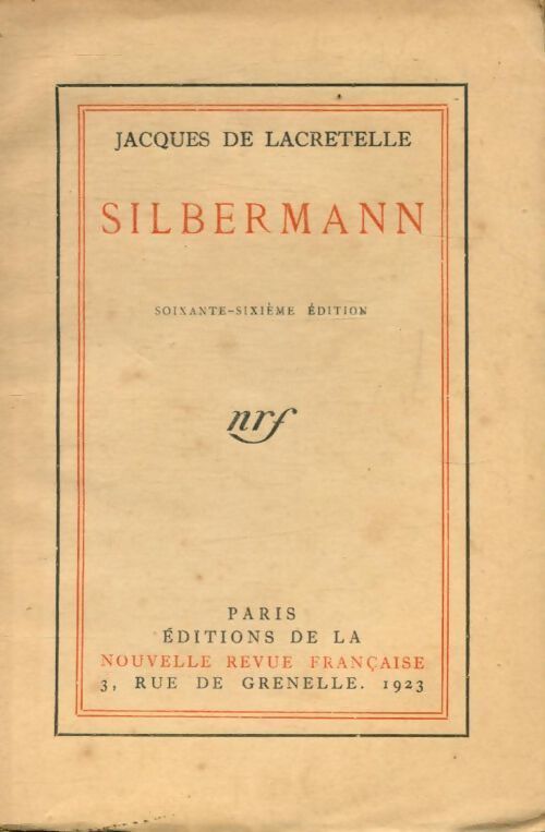 Silbermann - Jacques De Lacretelle - Livre