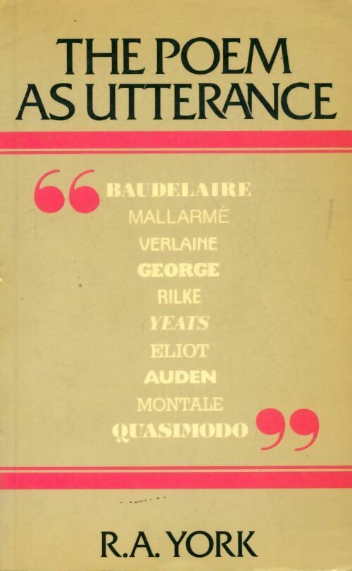 The poem as utterance - Collectif - Livre