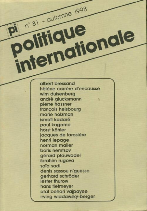 Politique internationale n°81 - Collectif - Livre