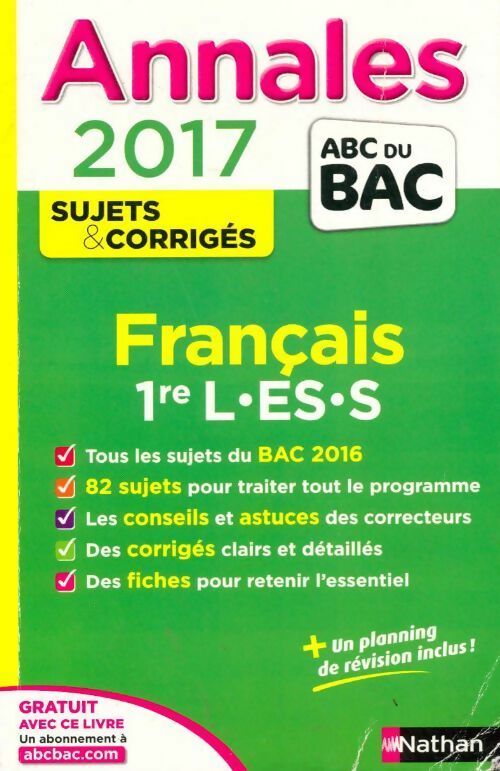Français 1ère L, ES, S. Sujets & corrigés 2017 - Séléna Hebert - Livre