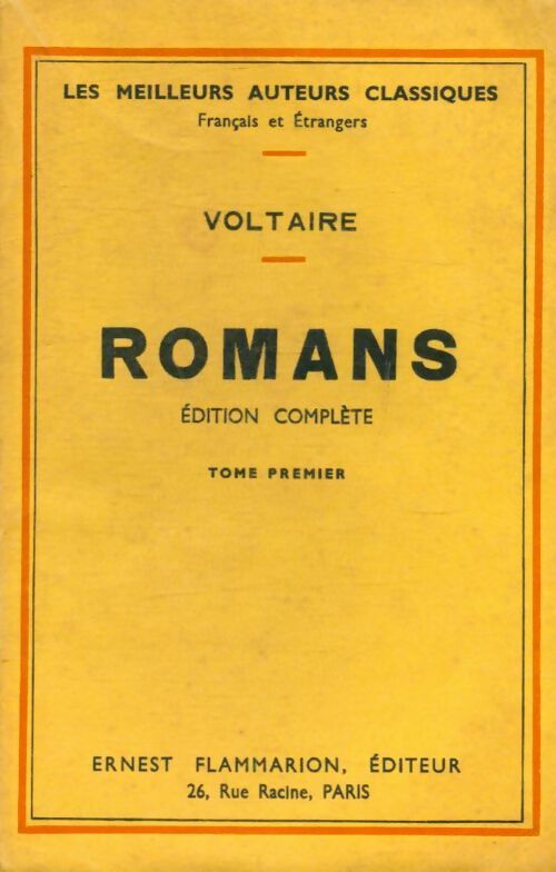 Romans Tome I - Voltaire - Livre