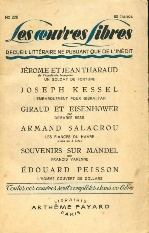Un soldat de fortune / L'embarquement pour Gibraltar / Demaree Bess / .... - Collectif - Livre