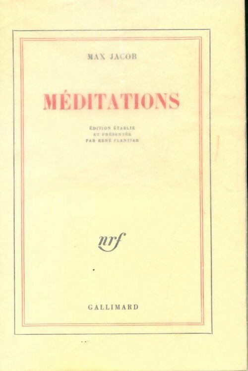 Méditations - Max Jacob - Livre