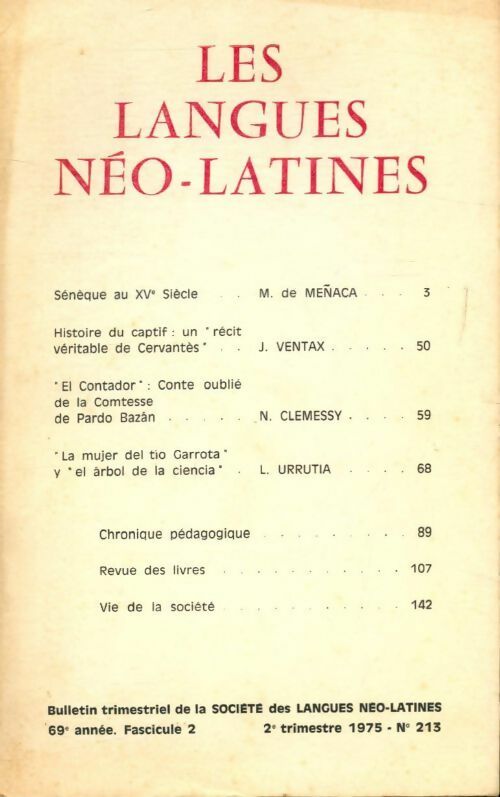 Les langues néo-latines n°213 69e année fascicule 2 - Collectif - Livre