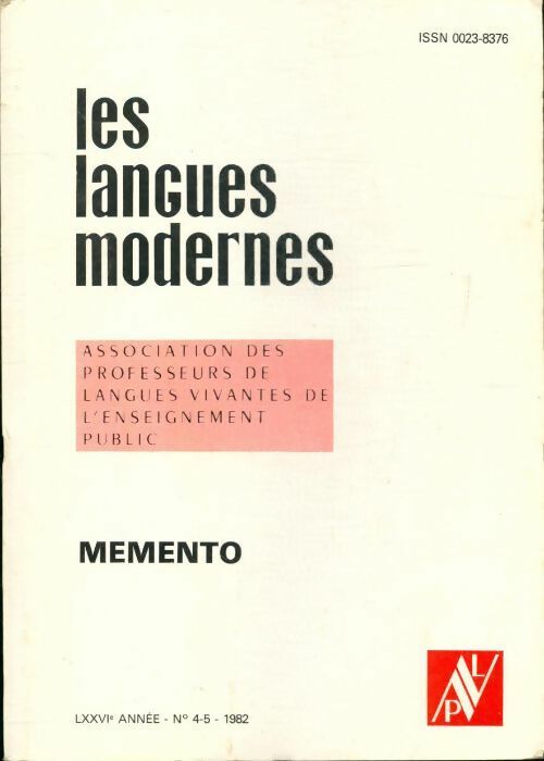 Les langues modernes n°4-5 76e année - Collectif - Livre