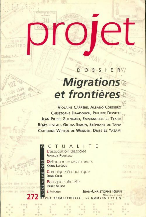 Projet n°272 : Migrations et frontières - Collectif - Livre
