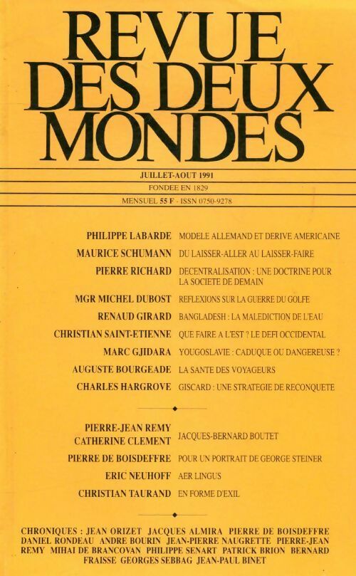 Revue des deux mondes juillet/août 1991 - Collectif - Livre