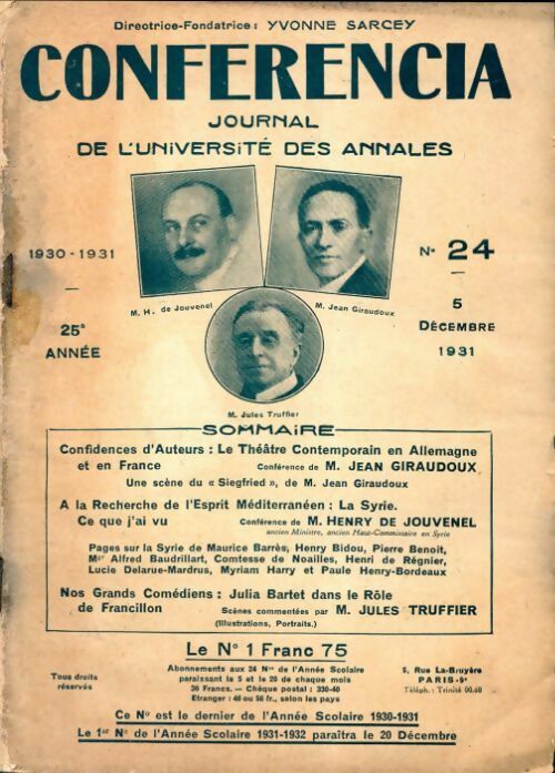 Conferencia 25e année n°24  - Collectif - Livre