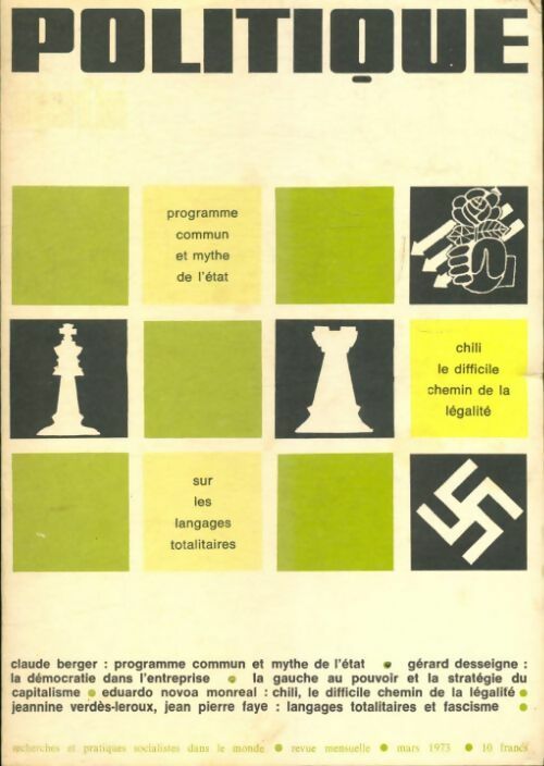 Politique aujourd'hui n°3 1973 : programme commun et mythe de l'état - Collectif - Livre