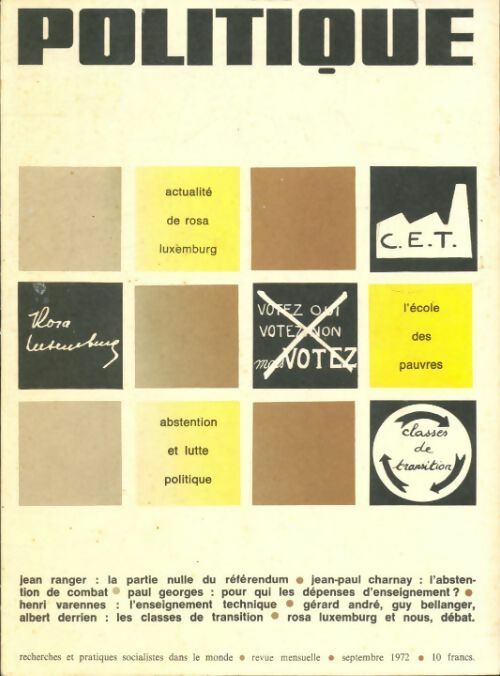 Politique aujourd'hui n°9 1972 : Actualité de Rosa Luxemburg - Collectif - Livre