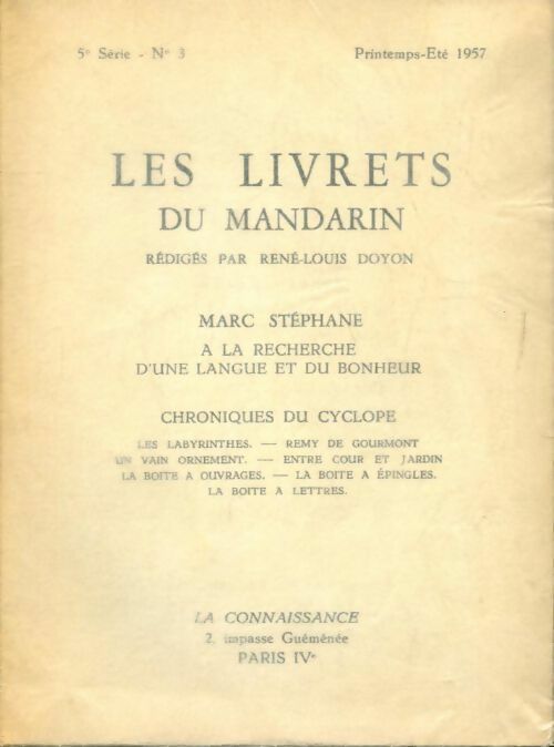 Les livrets du mandarin n°3 - Collectif - Livre